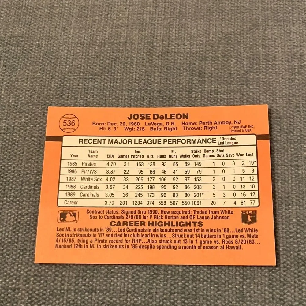 1990 Donruss St. Louis Cardinals Baseball Card Trading Card